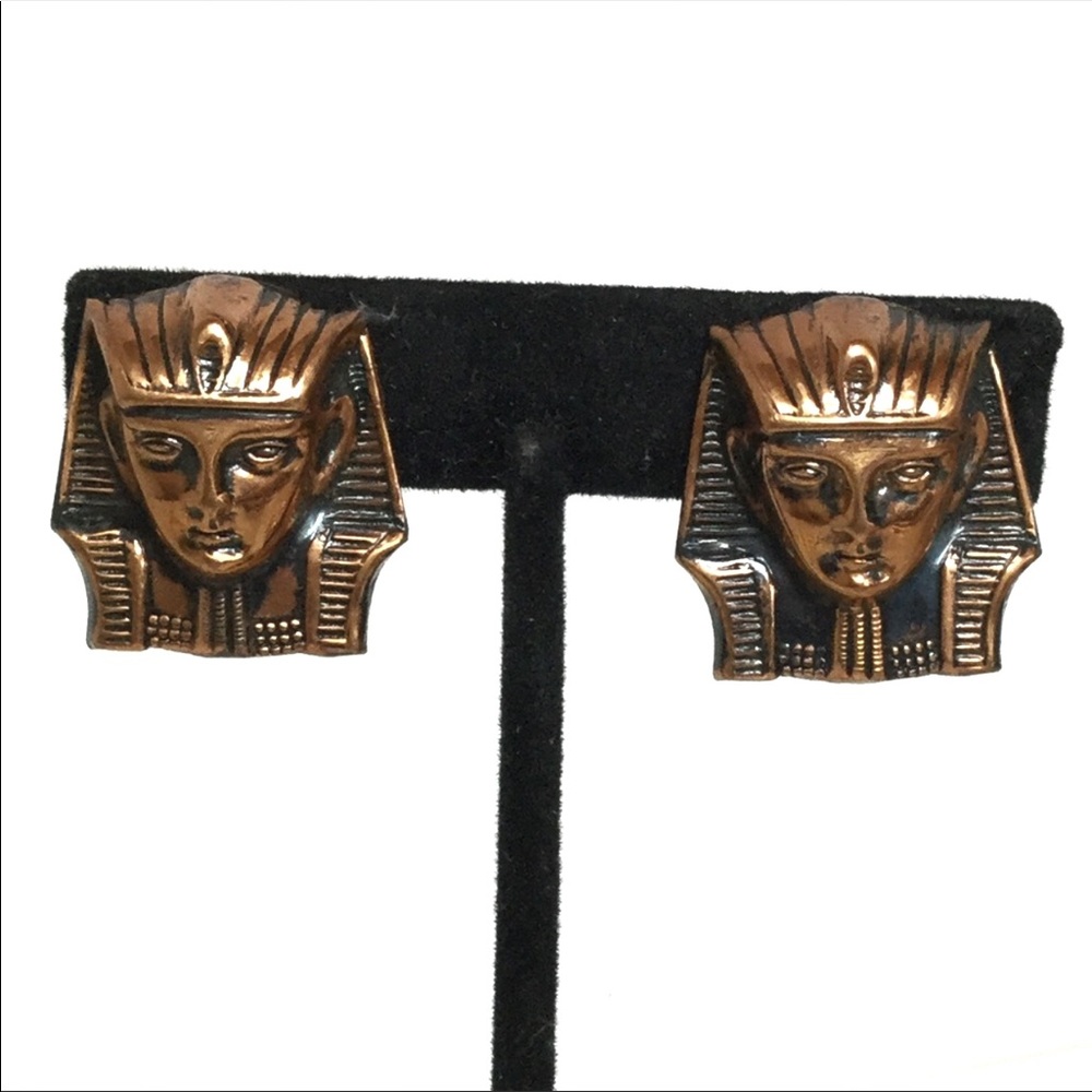 Egyptian Revival Clip On Earrings